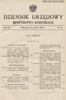 Dziennik Urzędowy Ministerstwa Komunikacji. 1938, nr 46