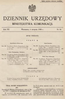 Dziennik Urzędowy Ministerstwa Komunikacji. 1938, nr 56