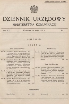 Dziennik Urzędowy Ministerstwa Komunikacji. 1939, nr 17