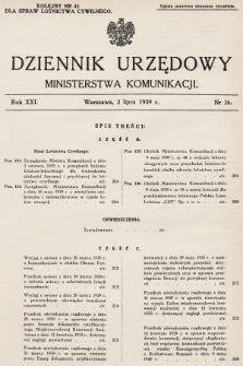 Dziennik Urzędowy Ministerstwa Komunikacji. 1939, nr 26