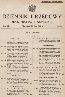 Dziennik Urzędowy Ministerstwa Komunikacji. 1939, nr 30