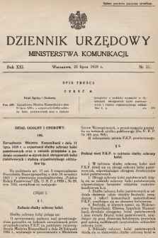 Dziennik Urzędowy Ministerstwa Komunikacji. 1939, nr 31