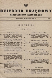 Dziennik Urzędowy Ministerstwa Komunikacji. 1945, nr 4