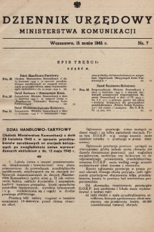 Dziennik Urzędowy Ministerstwa Komunikacji. 1945, nr 7