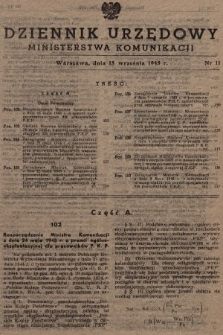 Dziennik Urzędowy Ministerstwa Komunikacji. 1945, nr 11