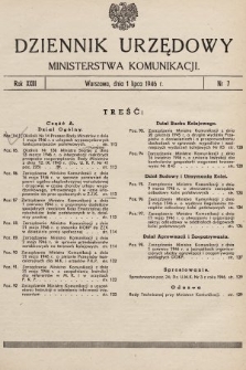 Dziennik Urzędowy Ministerstwa Komunikacji. 1946, nr 7