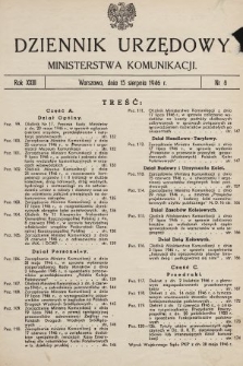 Dziennik Urzędowy Ministerstwa Komunikacji. 1946, nr 8