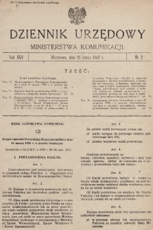 Dziennik Urzędowy Ministerstwa Komunikacji. 1947, nr 2