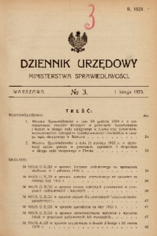 Dziennik Urzędowy Ministerstwa Sprawiedliwości. 1925, nr 3