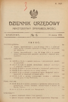 Dziennik Urzędowy Ministerstwa Sprawiedliwości. 1925, nr 6