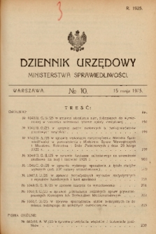 Dziennik Urzędowy Ministerstwa Sprawiedliwości. 1925, nr 10