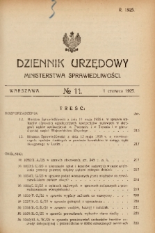 Dziennik Urzędowy Ministerstwa Sprawiedliwości. 1925, nr 11