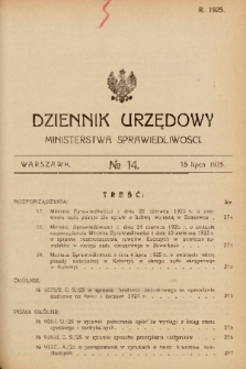 Dziennik Urzędowy Ministerstwa Sprawiedliwości. 1925, nr 14
