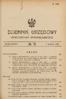 Dziennik Urzędowy Ministerstwa Sprawiedliwości. 1925, nr 15