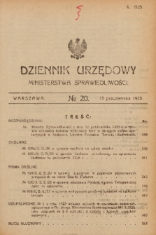 Dziennik Urzędowy Ministerstwa Sprawiedliwości. 1925, nr 20