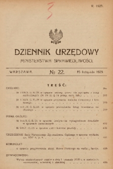 Dziennik Urzędowy Ministerstwa Sprawiedliwości. 1925, nr 22