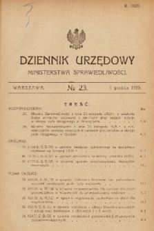 Dziennik Urzędowy Ministerstwa Sprawiedliwości. 1925, nr 23
