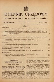 Dziennik Urzędowy Ministerstwa Sprawiedliwości. 1938, nr 7