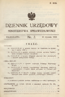 Dziennik Urzędowy Ministerstwa Sprawiedliwości. 1930, nr 2