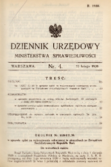 Dziennik Urzędowy Ministerstwa Sprawiedliwości. 1930, nr 4