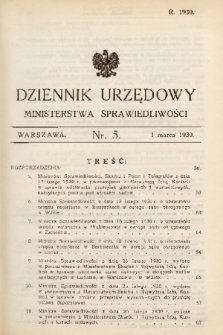 Dziennik Urzędowy Ministerstwa Sprawiedliwości. 1930, nr 5
