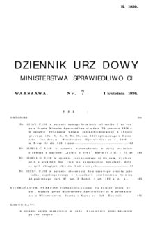 Dziennik Urzędowy Ministerstwa Sprawiedliwości. 1930, nr 7