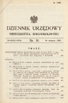 Dziennik Urzędowy Ministerstwa Sprawiedliwości. 1930, nr 16
