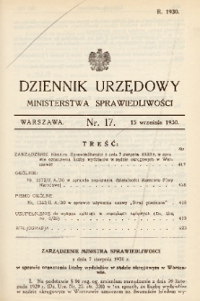 Dziennik Urzędowy Ministerstwa Sprawiedliwości. 1930, nr 17