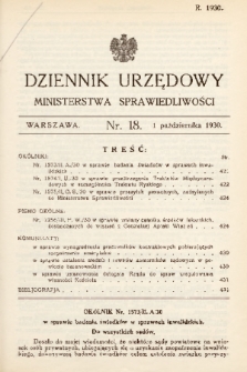 Dziennik Urzędowy Ministerstwa Sprawiedliwości. 1930, nr 18