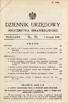 Dziennik Urzędowy Ministerstwa Sprawiedliwości. 1930, nr 20