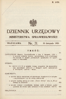 Dziennik Urzędowy Ministerstwa Sprawiedliwości. 1930, nr 21