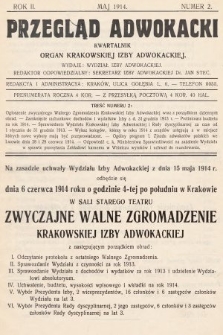 Przegląd Adwokacki : organ Krakowskiej Izby Adwokackiej. 1914, nr 2