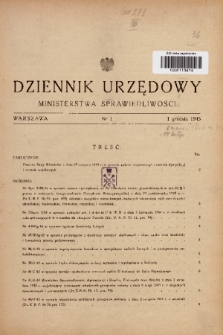 Dziennik Urzędowy Ministerstwa Sprawiedliwości. 1945, nr 1
