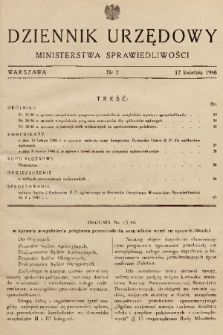 Dziennik Urzędowy Ministerstwa Sprawiedliwości. 1946, nr 2