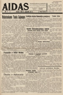 Aidas : vilniaus lietuvių laikraštis eina antradieniais ir penktadieniais : duoda nemokamus priedus ūkininkams-„ūkininką, Vaikams-”Varpelį. 1938, nr 7