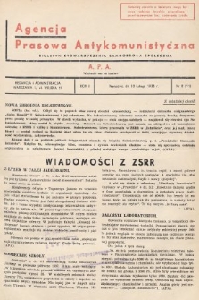 Agencja Prasowa Antykomunistyczna : APA. 1938, nr 8