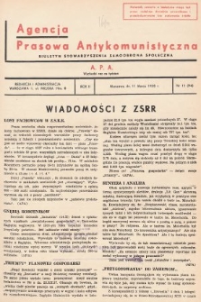 Agencja Prasowa Antykomunistyczna : APA. 1938, nr 11