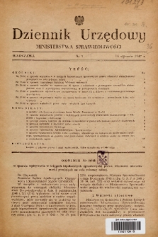 Dziennik Urzędowy Ministerstwa Sprawiedliwości. 1947, nr 1