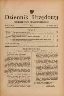 Dziennik Urzędowy Ministerstwa Sprawiedliwości. 1947, nr 2