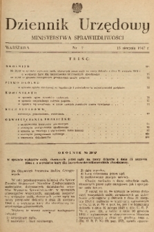 Dziennik Urzędowy Ministerstwa Sprawiedliwości. 1947, nr 7