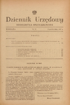 Dziennik Urzędowy Ministerstwa Sprawiedliwości. 1947, nr 10