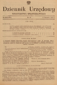 Dziennik Urzędowy Ministerstwa Sprawiedliwości. 1947, nr 13