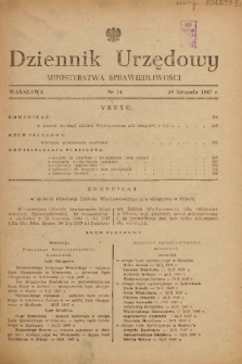 Dziennik Urzędowy Ministerstwa Sprawiedliwości. 1947, nr 14