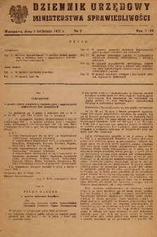 Dziennik Urzędowy Ministerstwa Sprawiedliwości. 1952, nr 2 (Egzemplarz wymienny)