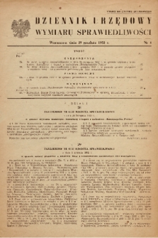 Dziennik Urzędowy Ministerstwa Sprawiedliwości. 1952, nr 4 (Tylko do użytku służbowego)