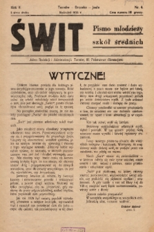 Świt : pismo młodzieży szkół średnich. 1936, nr 4
