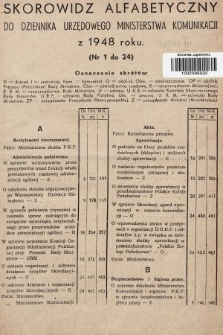 Dziennik Urzędowy Ministerstwa Komunikacji. 1948, skorowidz alfabetyczny