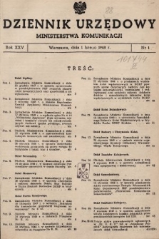 Dziennik Urzędowy Ministerstwa Komunikacji. 1948, nr 1