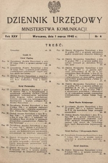 Dziennik Urzędowy Ministerstwa Komunikacji. 1948, nr 4