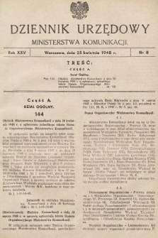 Dziennik Urzędowy Ministerstwa Komunikacji. 1948, nr 8